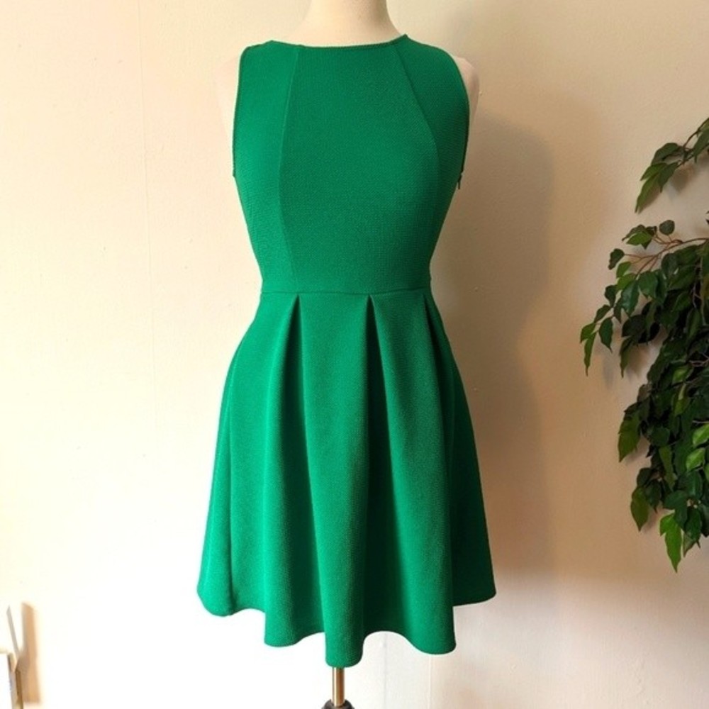 Xhilaration Emerald Fit-And-Flare Pleated Dress